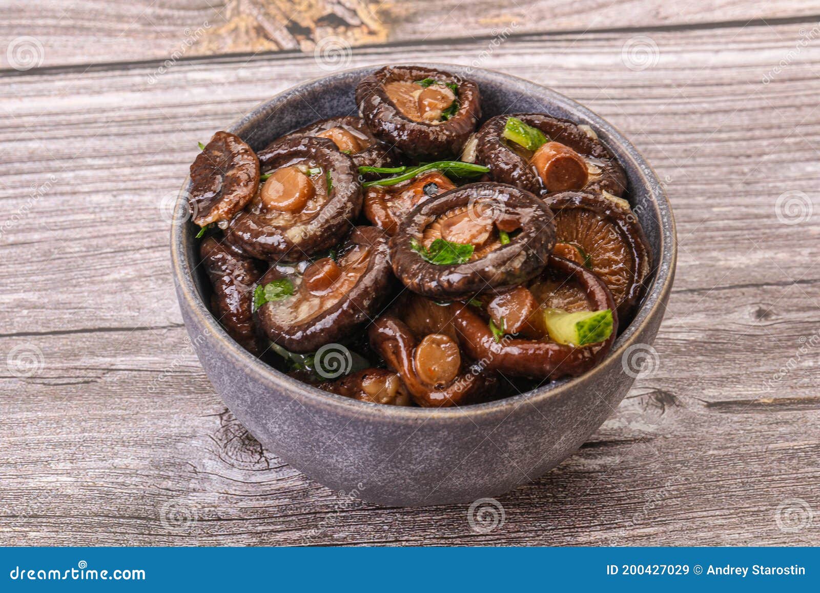 Marinated Shiitake Mushrooms with Herbs Stock Image Image of cooking
