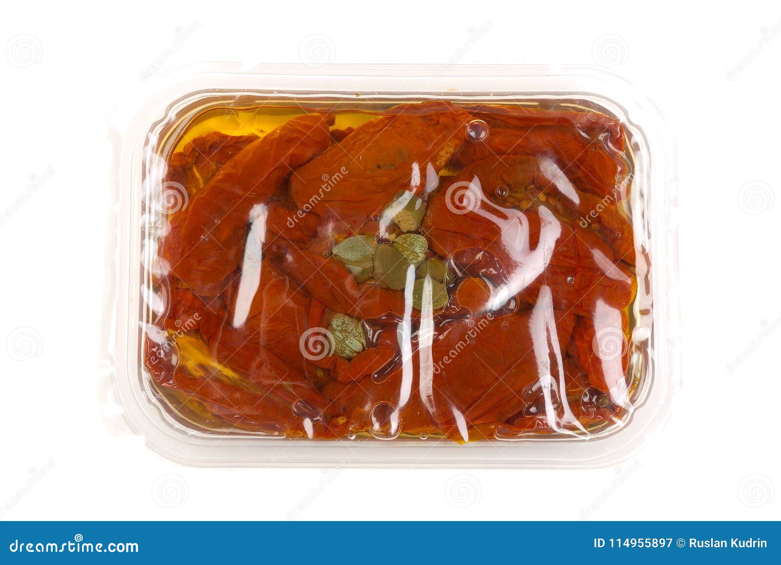 Marinated Tomatoes in Vacuum Packing. Isolate on White Stock Image