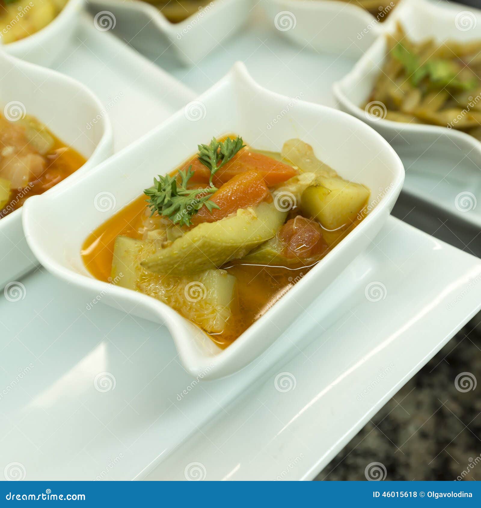 Marinated Vegetables in Portioned Plates Stock Photo Image of meal