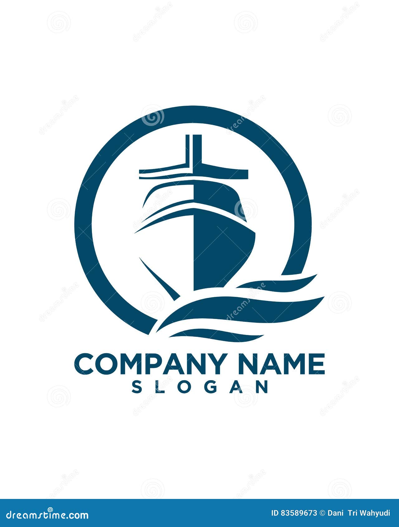 Marine Logo. Nautical Vector Emblem With Ship Anchors And Steering ...