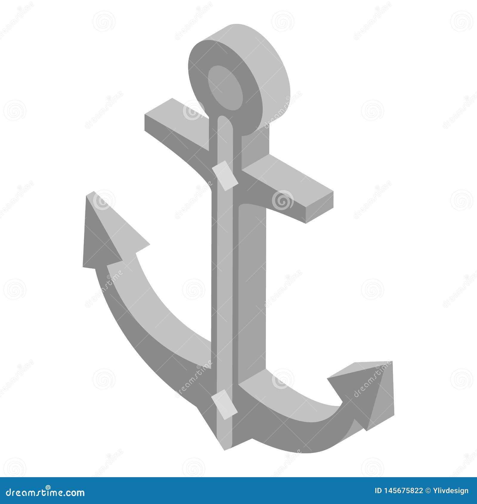 Marine Anchor Icon, Isometric Style Stock Vector - Illustration of