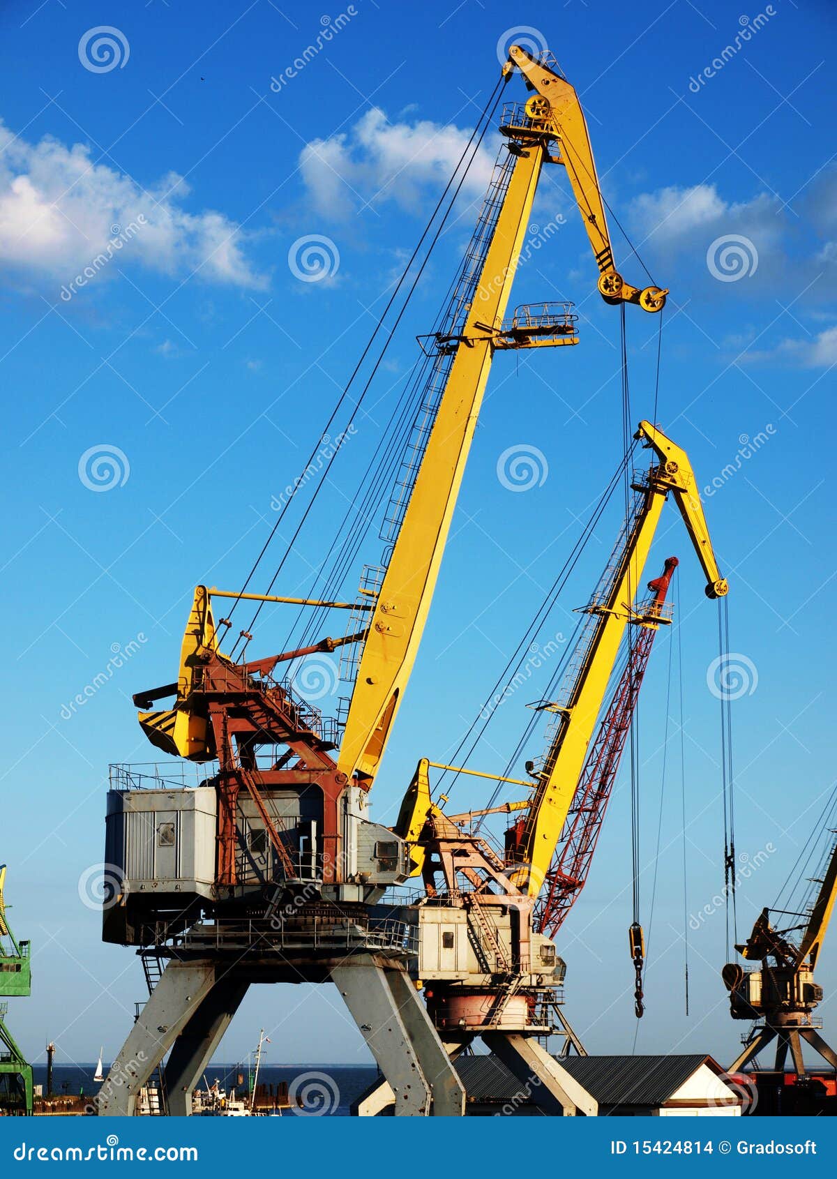 Marine Cranes in Cargo Port Closeup Stock Photo Image of blue