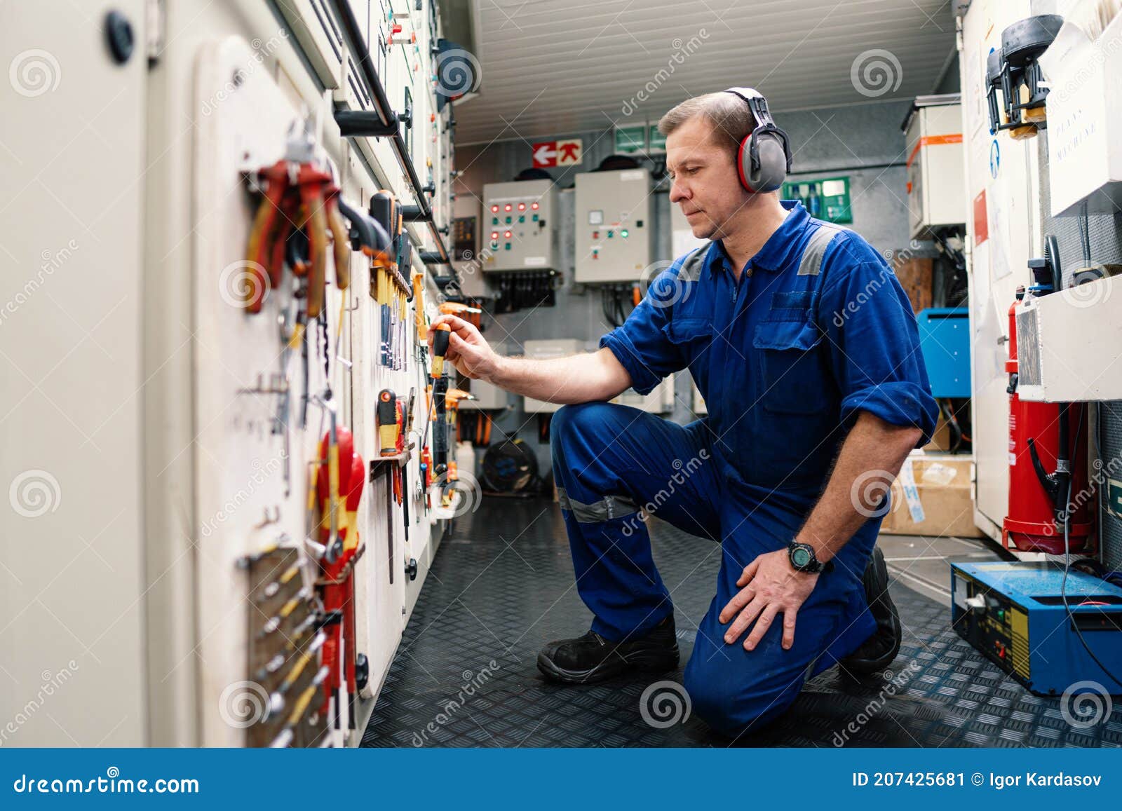 Marine Engineer Officer in Engine Control Room ECR. he Works in Workshop  Stock Image - Image of control, engine: 207425681