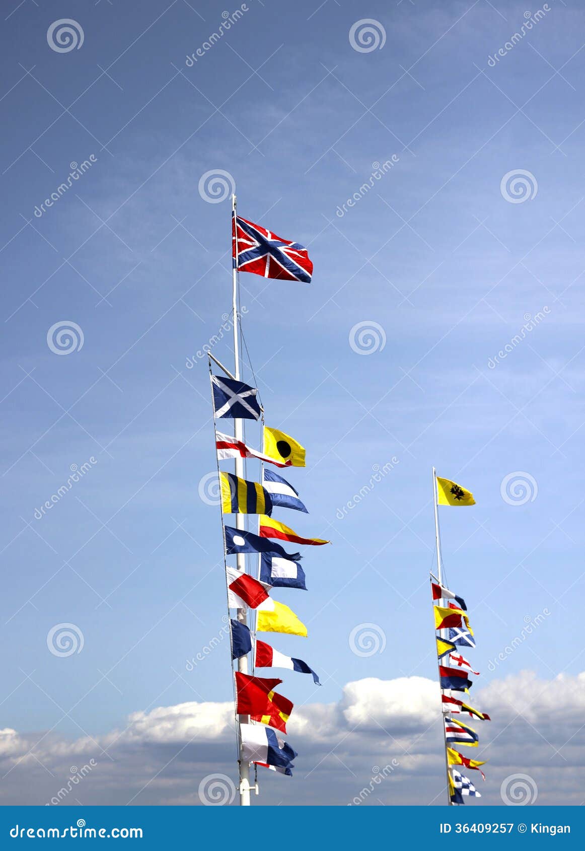 Marine Flags of Different Countries on a Mast Stock Image Image of
