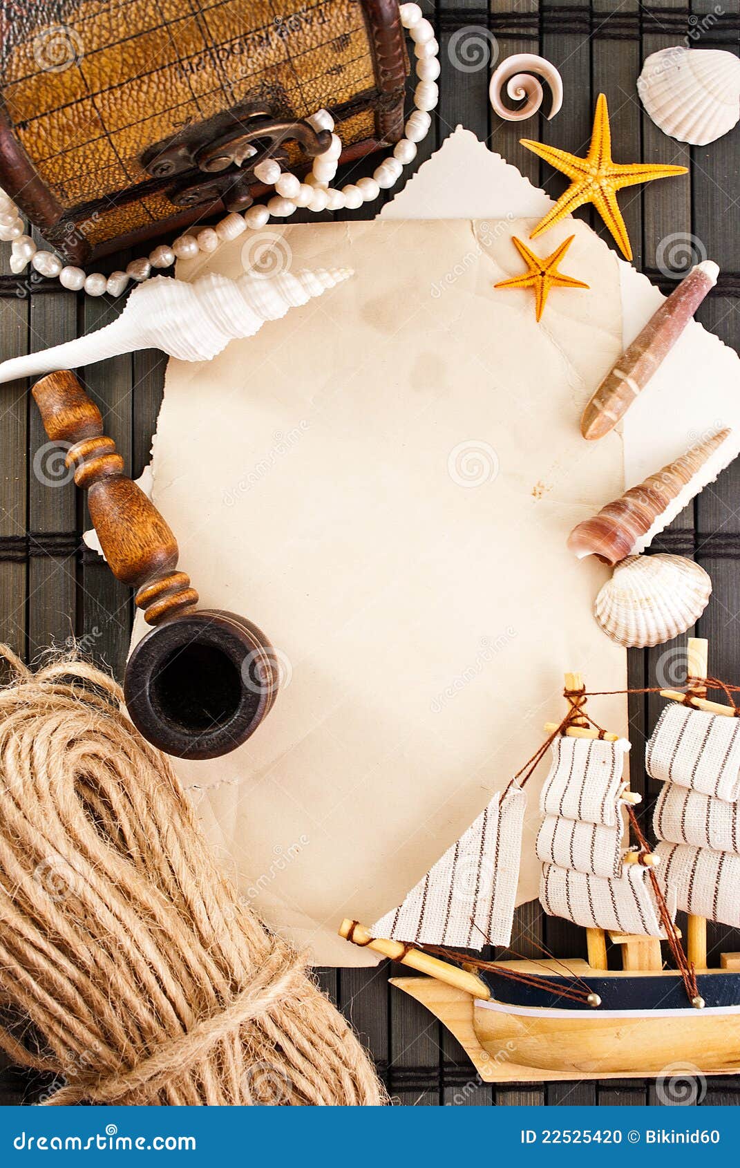 Marine frame. stock photo. Image of card, postcard, shell 22525420