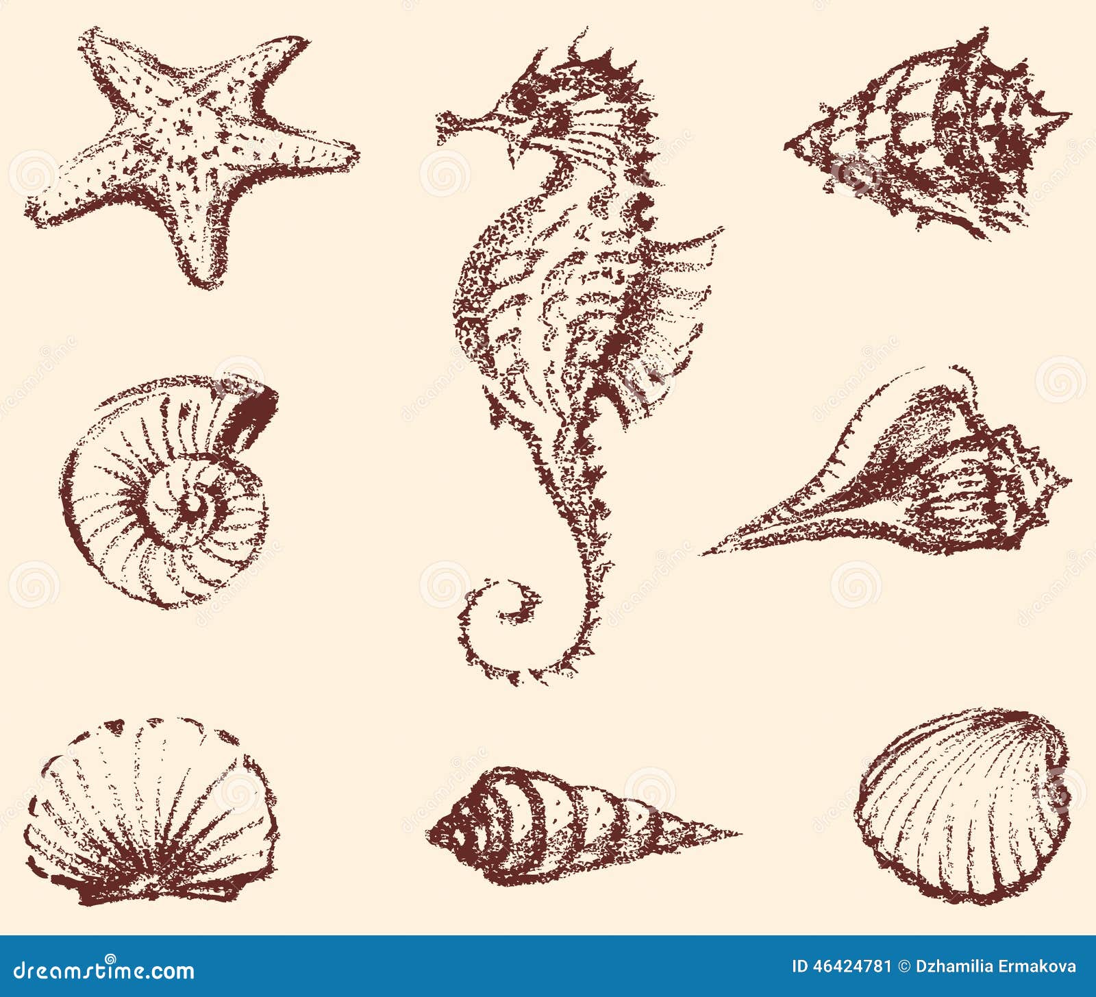 Marine life stock vector. Illustration of hand, ocean - 46424781