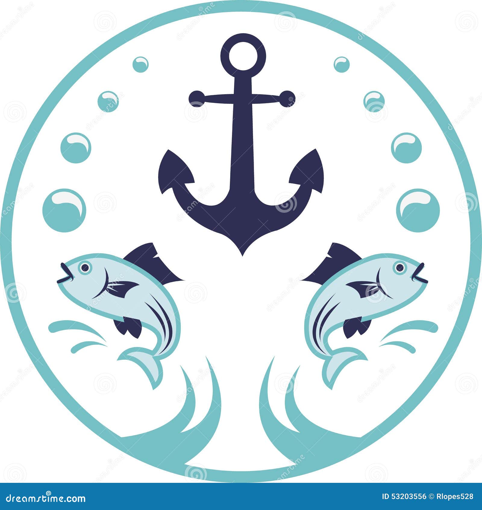 Marine Logo. Nautical Vector Emblem With Ship Anchors And Steering ...