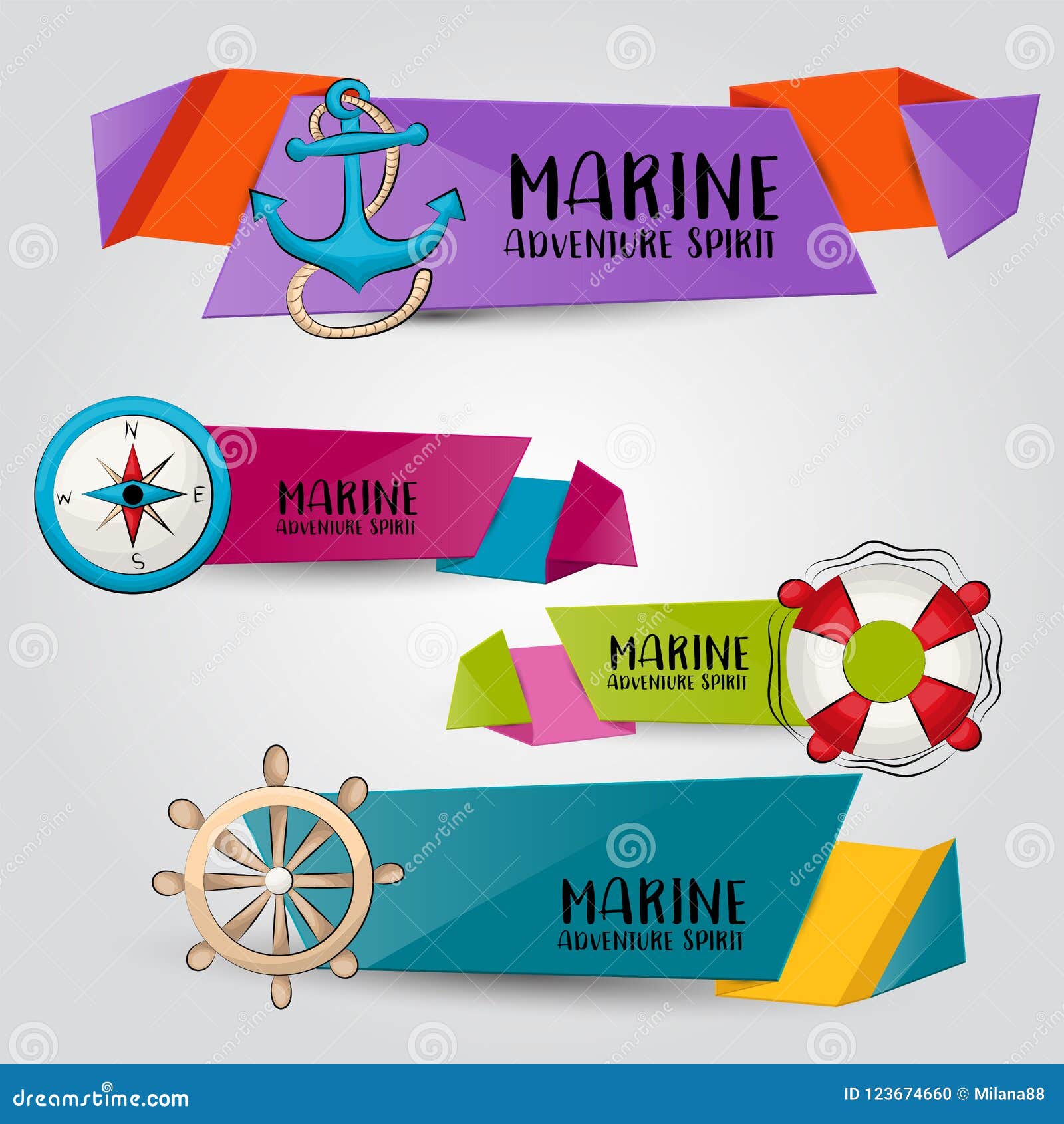Marine Nautical Travel Concept. Horizontal Banner Template Set Regarding Nautical Banner Template