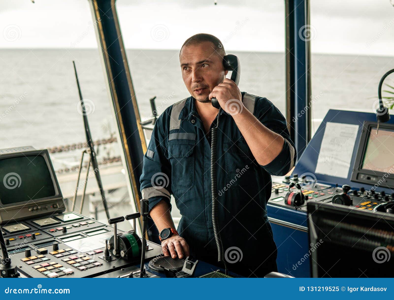 marine navigational officer is reporting by vhf radio