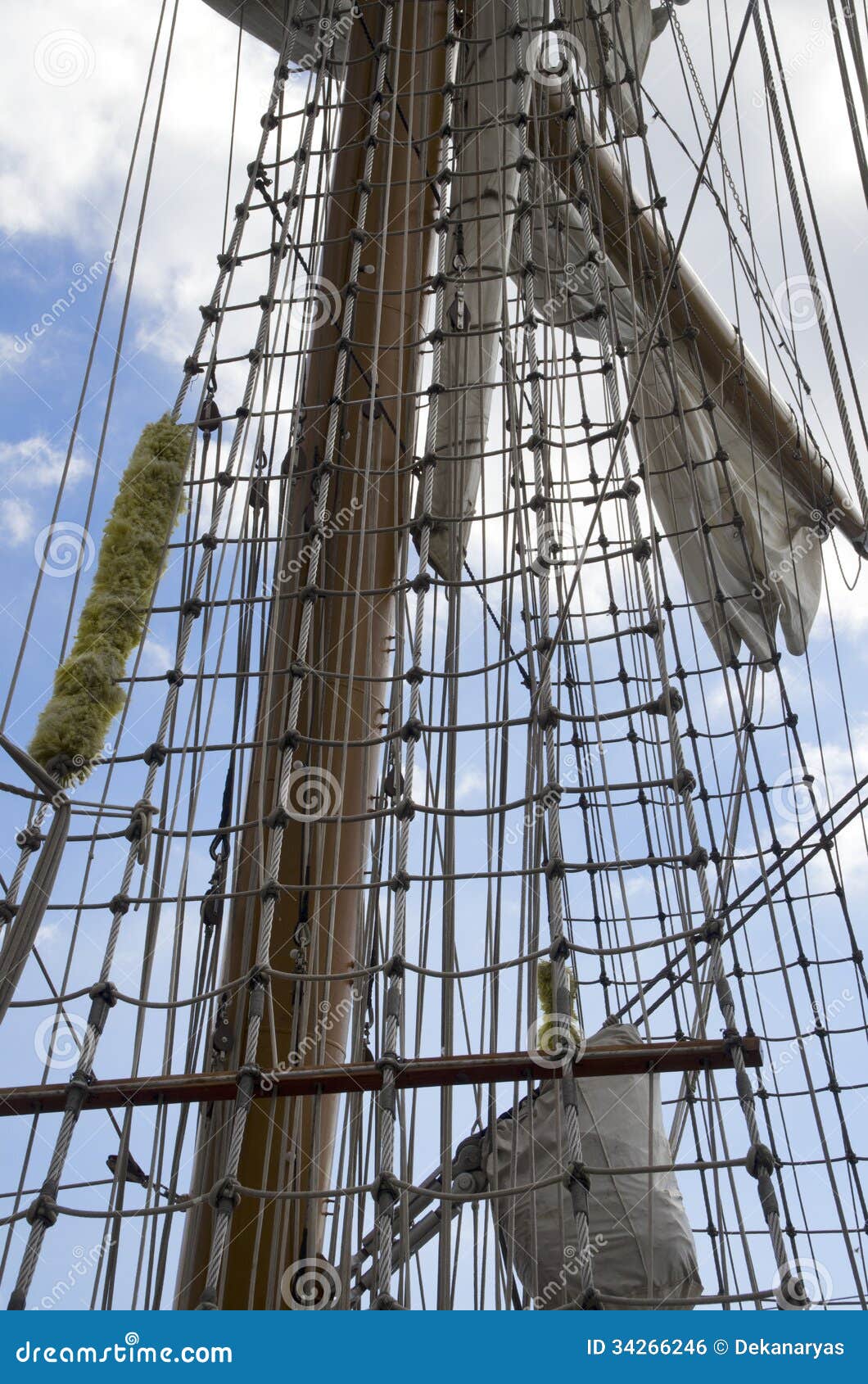 Marine Rope Ladder On The Sailing Ship Stock Photo - Image 