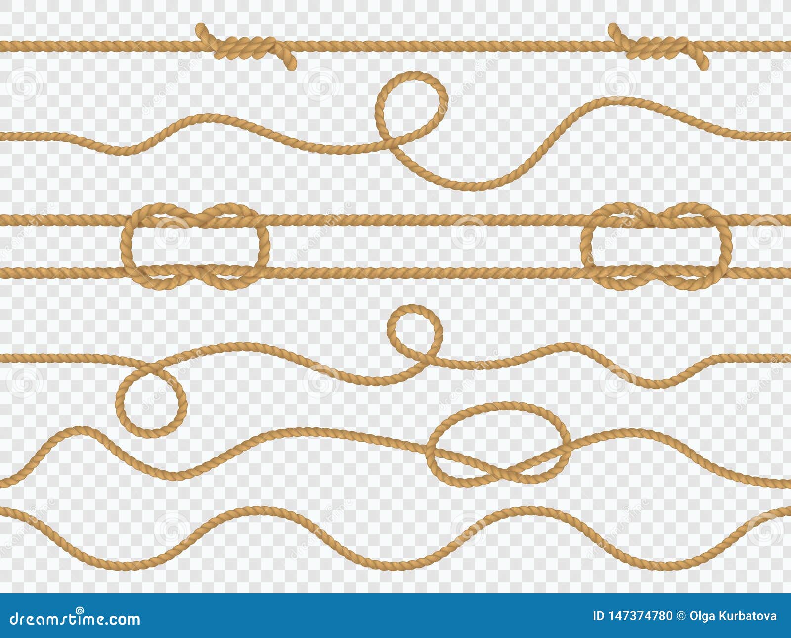 Marine Rope Seamless. Pattern Nautical Knot, Straight Cord Marine