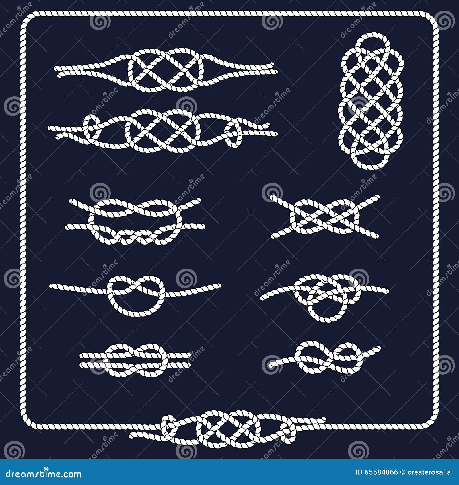 Marine symbol. Rope knots. stock vector. Illustration of frame