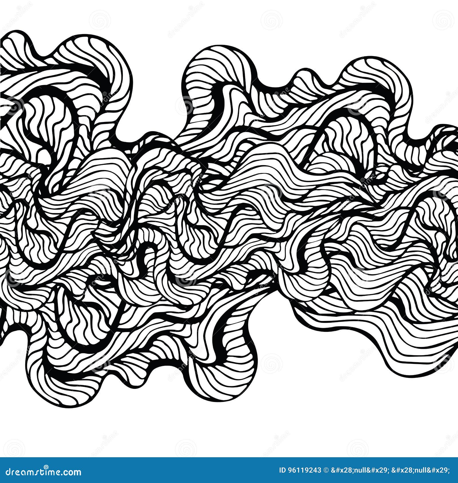 Handdrawn line of a sea wave. Abstract wave drawn with a