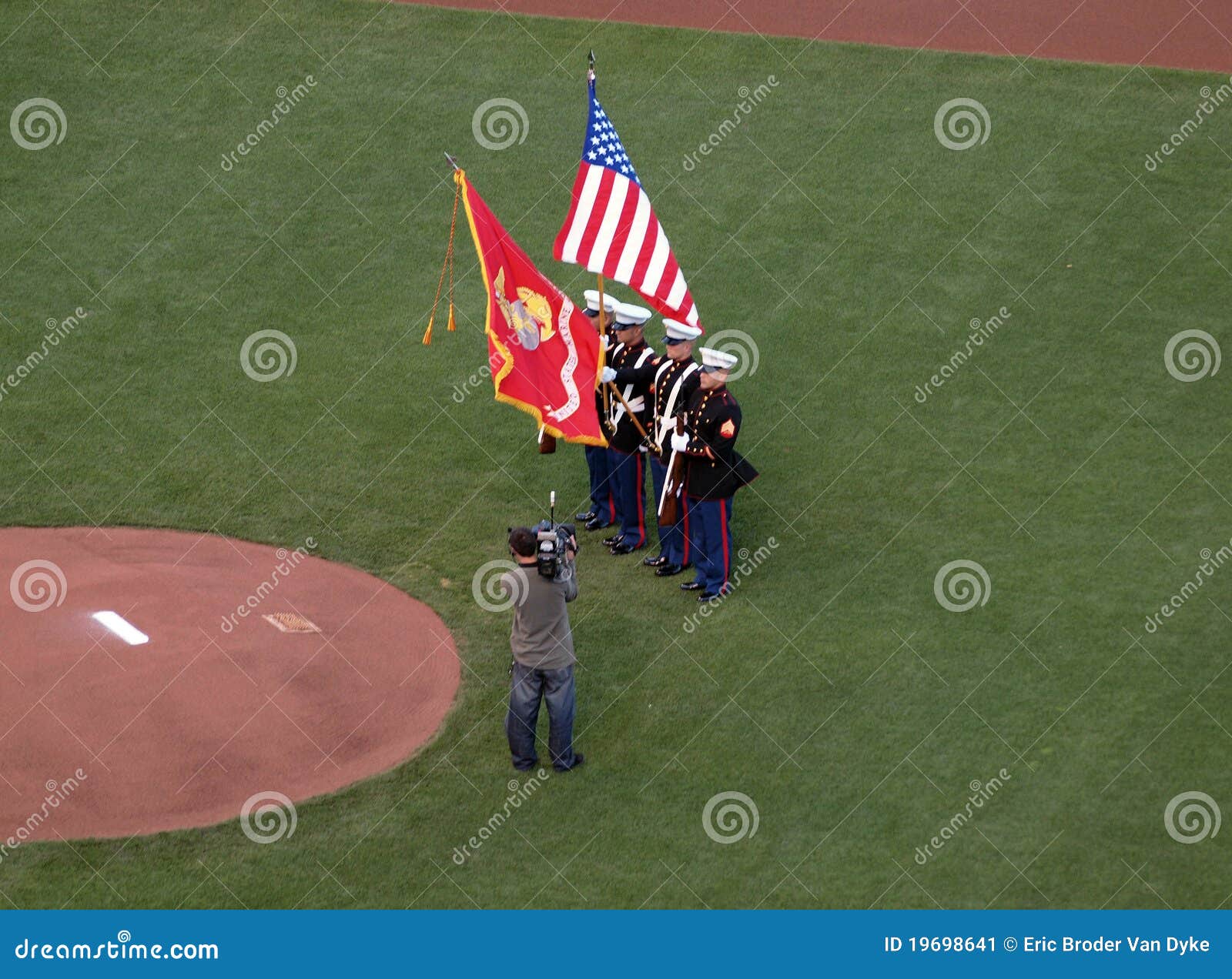 Marines Hold Flags during National Anthem Editorial Photo Image of