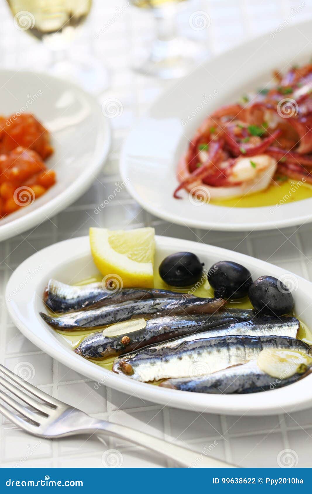 Marinierte Sardellen, Spanisches Tapaslebensmittel Stockfoto - Bild von ...