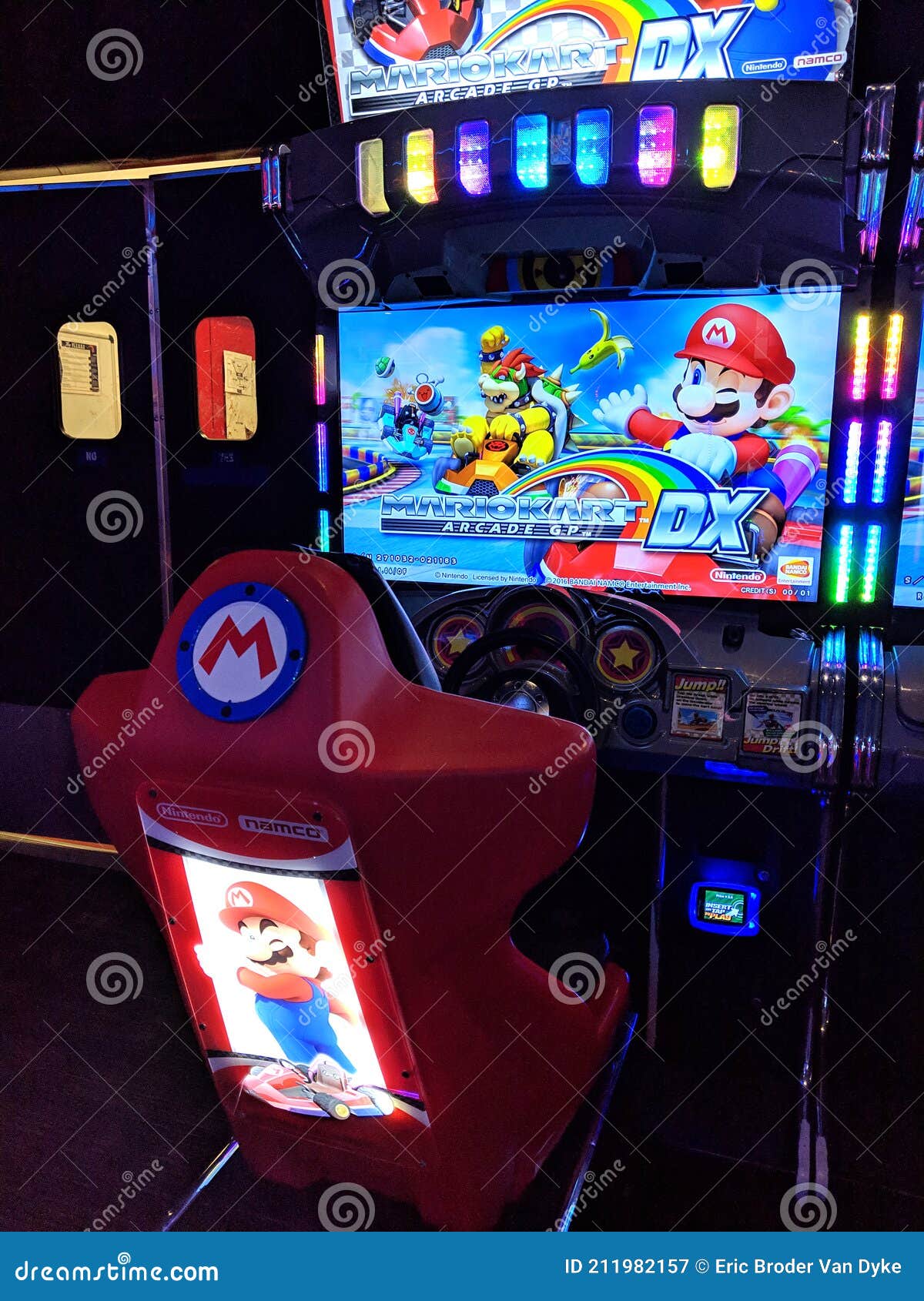 Mario Kart Arcade GP DX Cabinet Unit on for Play at Lucky Strike