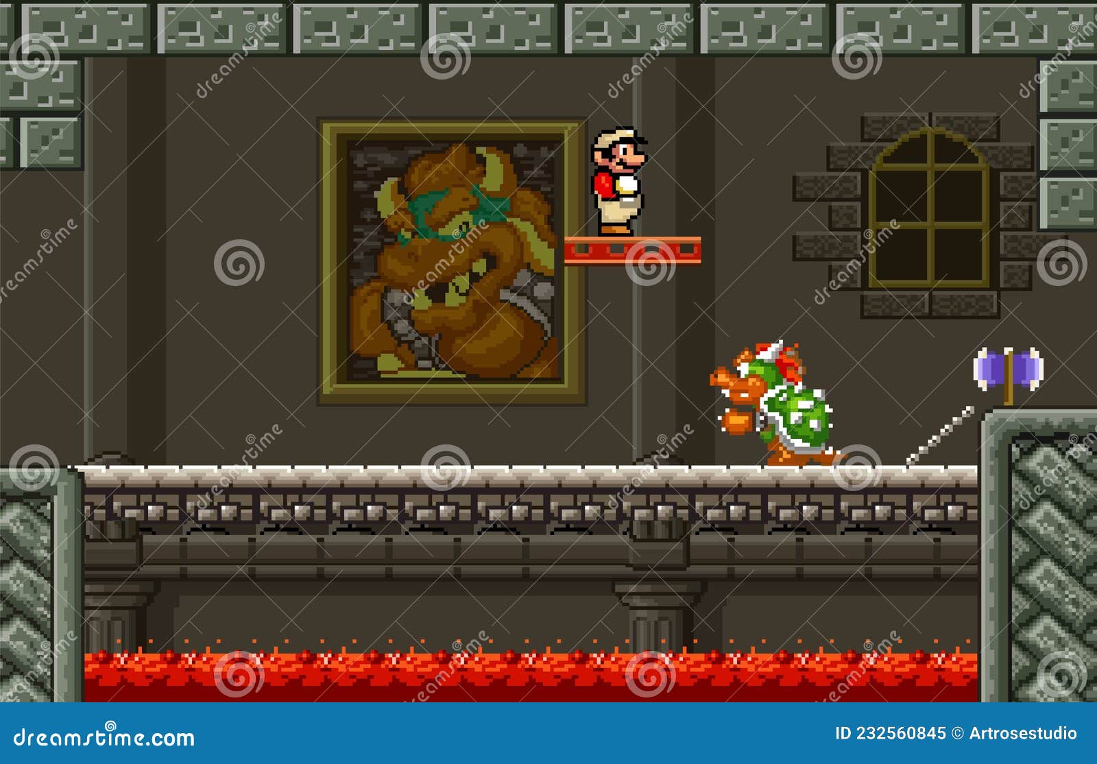 Tela Inicial De 16 Bits Super Mario Bros Clássico De Design De Vetor De  Pixel De Jogo De Vídeo. Super Mario Bros é Uma Plataforma Foto de Stock  Editorial - Ilustração de