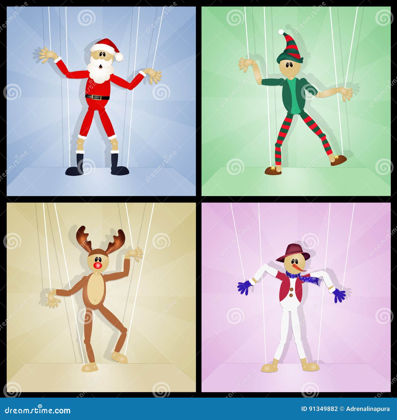 Marionetas de la Navidad stock de ilustración. Ilustración de simulado -  91349882