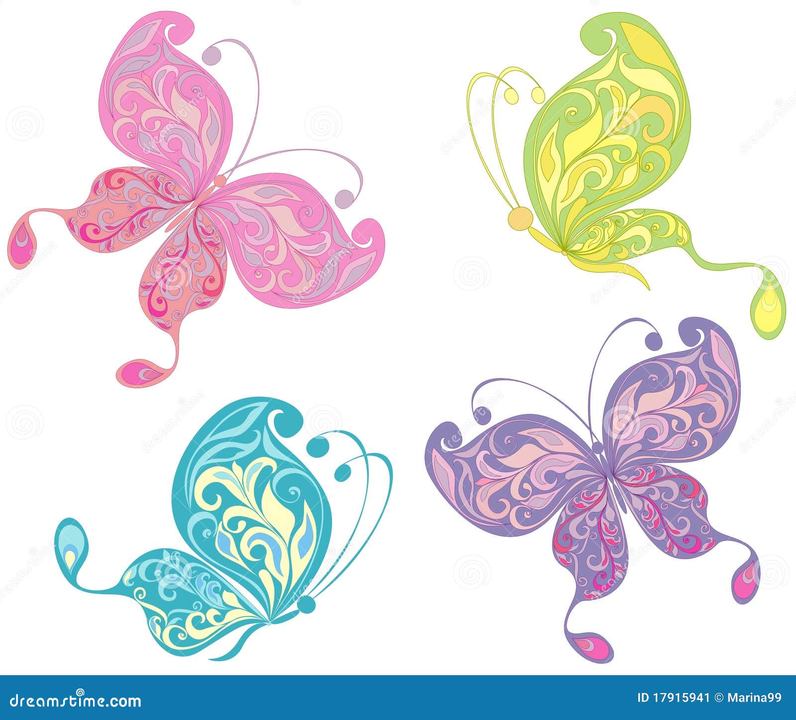 Mariposas. Ilustración Vectorial Ilustración del Vector - Ilustración de  azul, grupo: 17915941, image size:1600x1446
