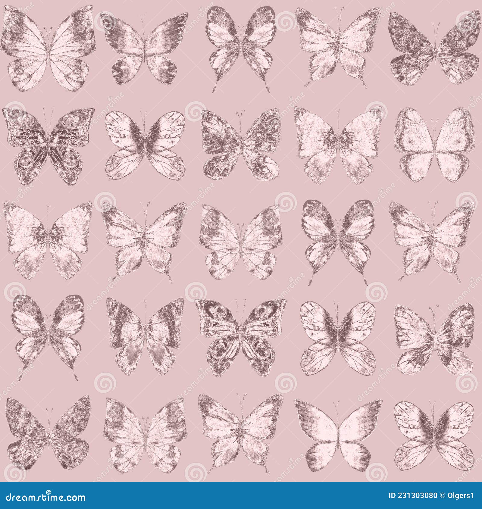 Mariposas Color Rosa Pastel Lujoso Patrón Sin Fisuras Stock de ilustración  - Ilustración de scrapbook, estilo: 231303080
