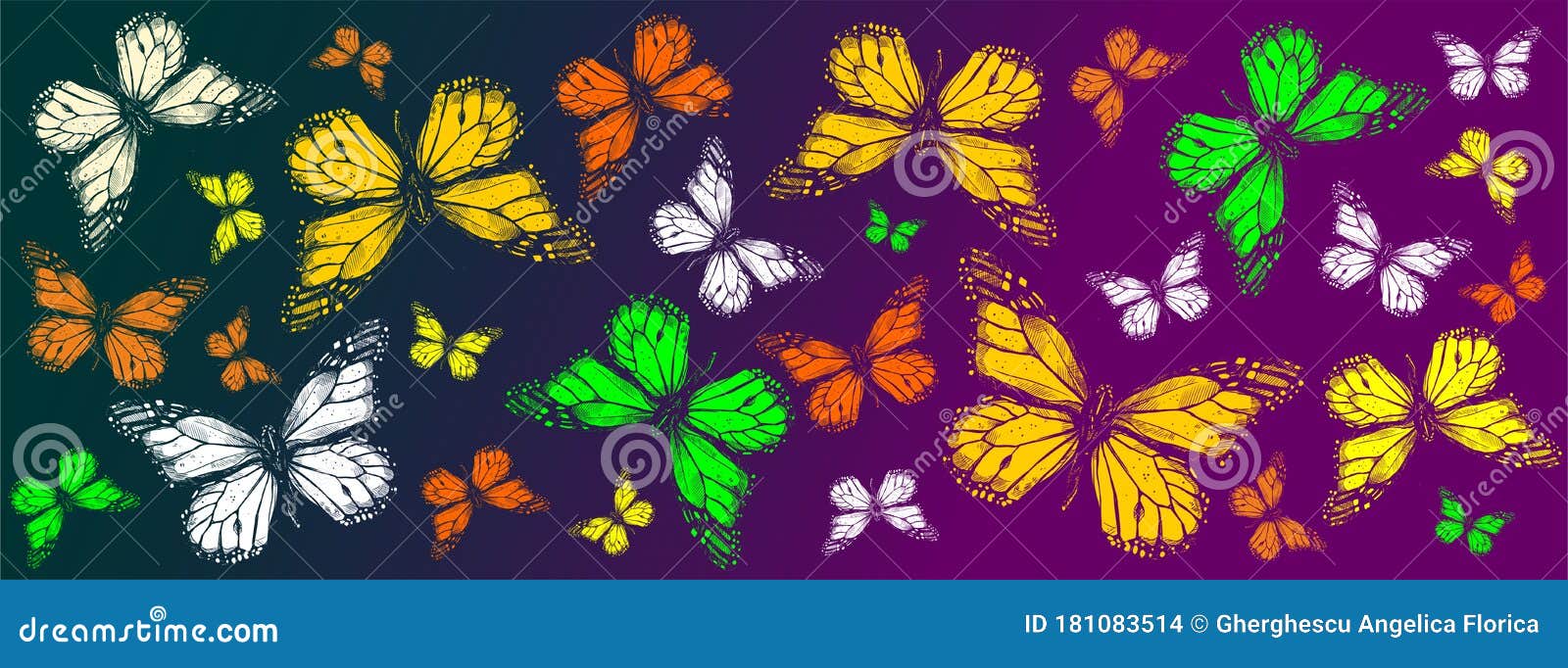 Mariposas Coloreadas Volando En La Portada De Facebook De Fondo De Color  Stock de ilustración - Ilustración de leones, gris: 181083514