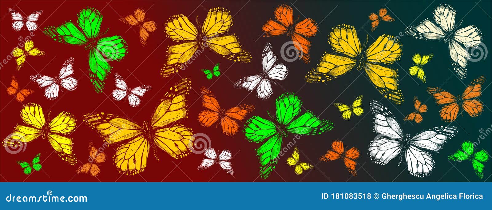 Mariposas Coloreadas Volando En La Portada De Facebook De Fondo De Color  Stock de ilustración - Ilustración de colores, mariposas: 181083518