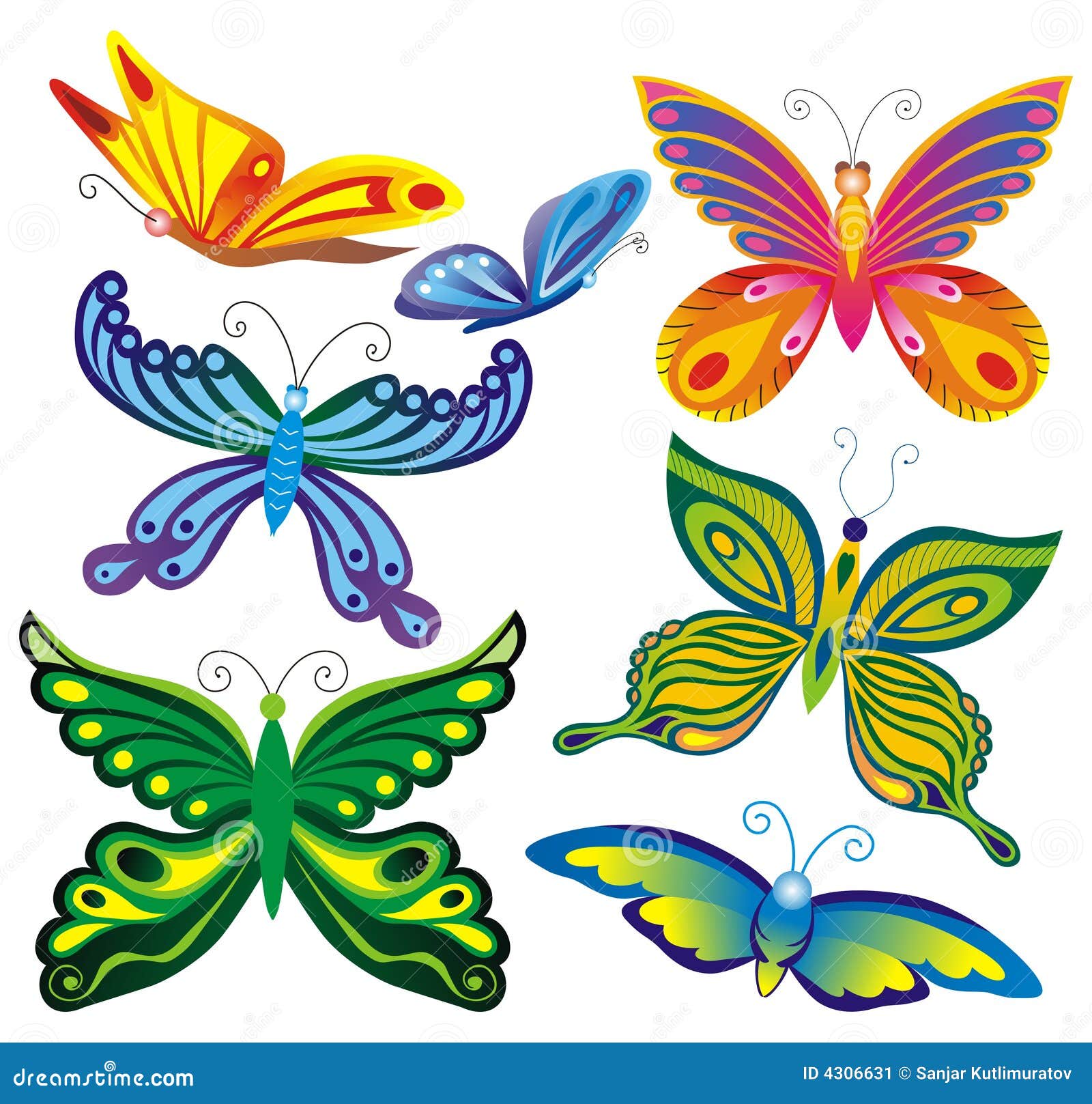 Mariposas decorativas ilustración del vector. Ilustración de animal -  4306631