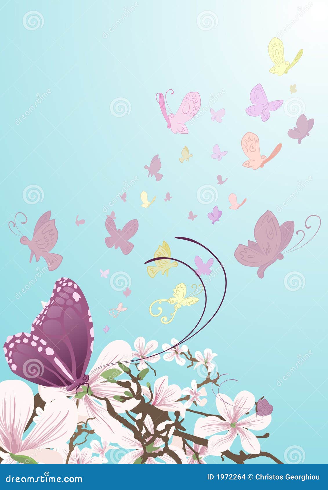 Mariposas Y Flores Hermosas Ilustración del Vector - Ilustración de tierra,  fino: 1972264