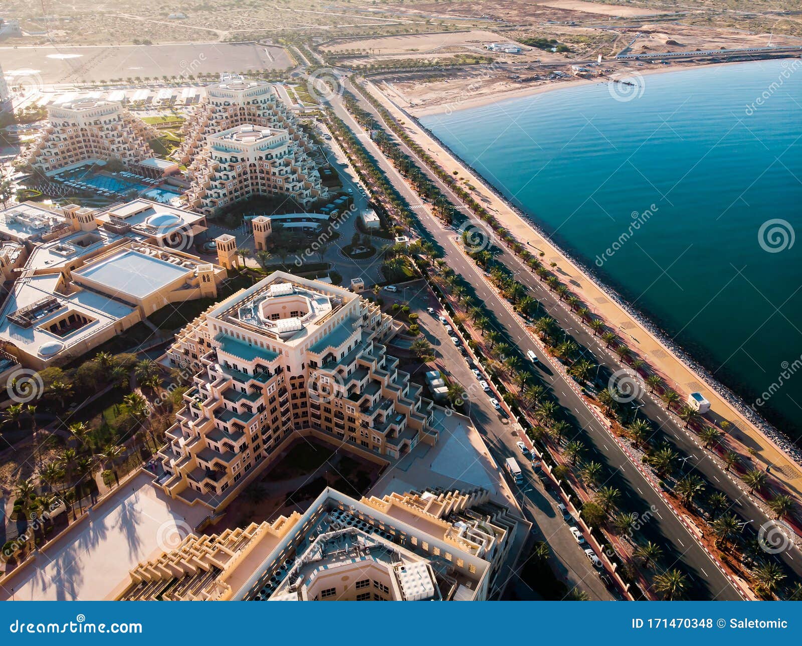 marjan island in ras al khaimah emirate in the uae aerial view