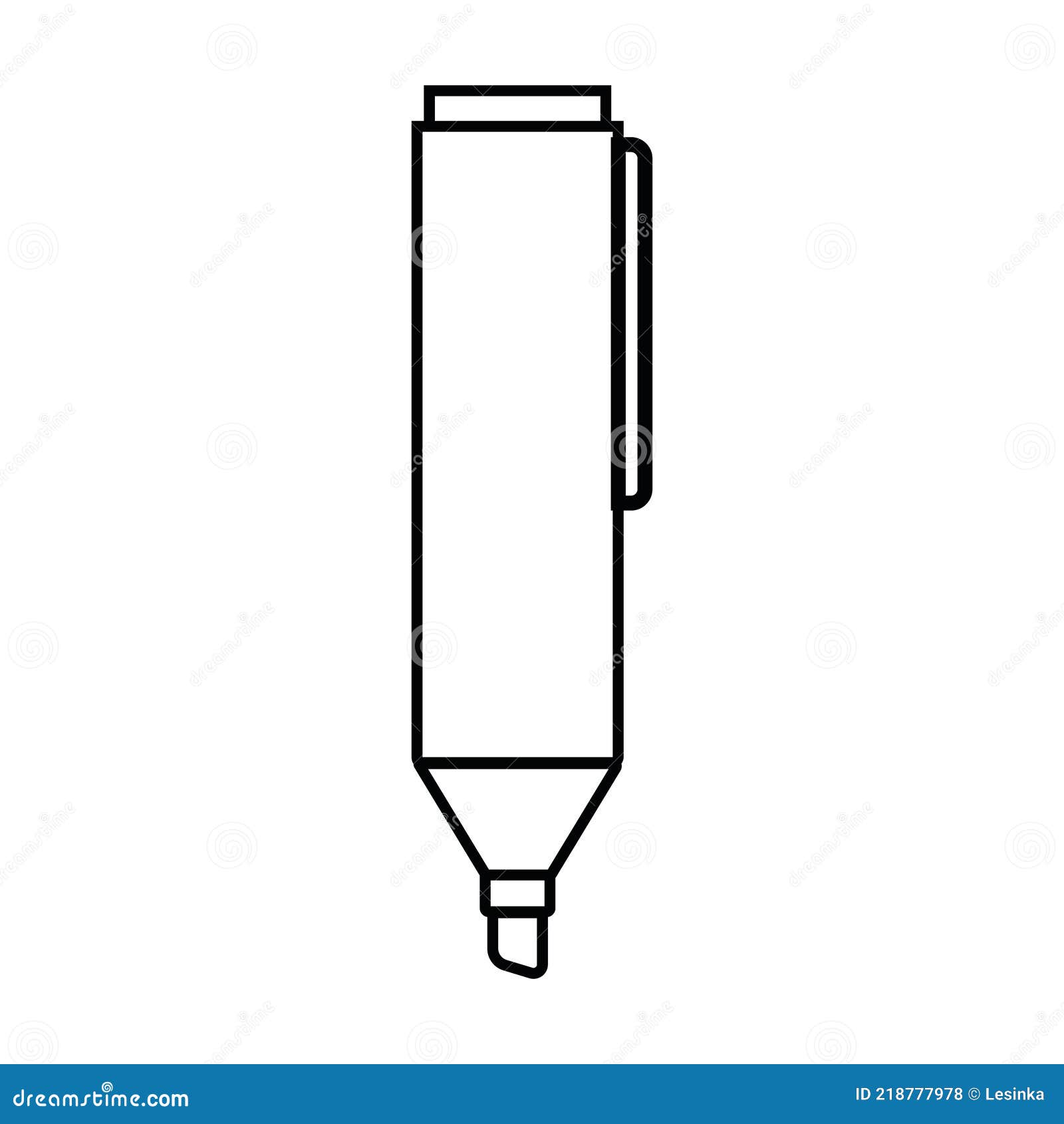 Marker for Drawing, Black Outline Isolated Vector in Flat Style Stock