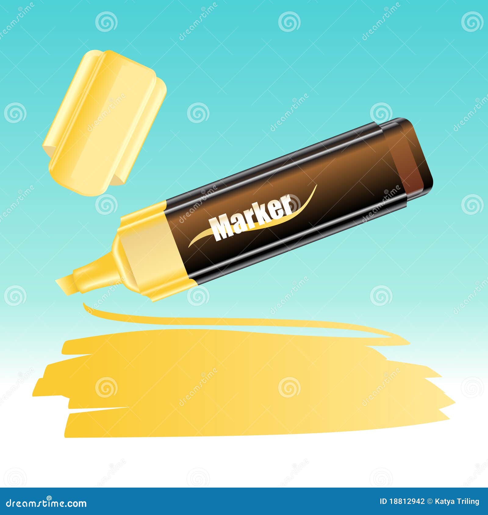 The Marker, Drawing on the Sheet of Paper Stock Vector Illustration