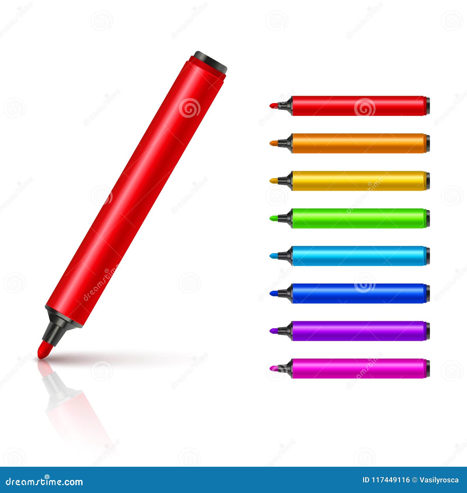 Felt Tip Pens Colorful Marker Pens Set Stock Illustration