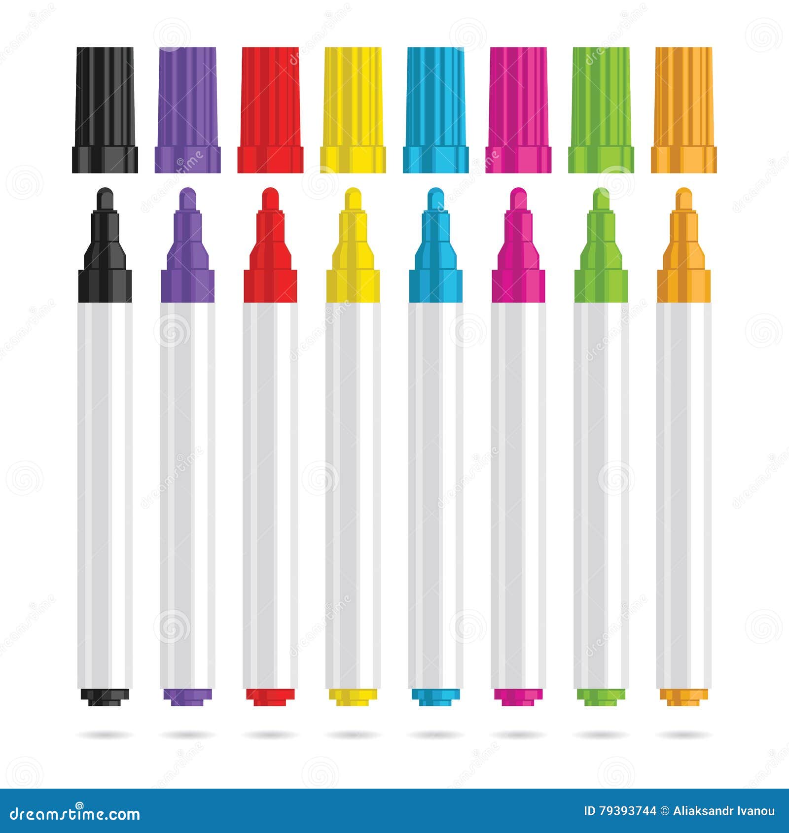 markers pen. set of eight color markers.