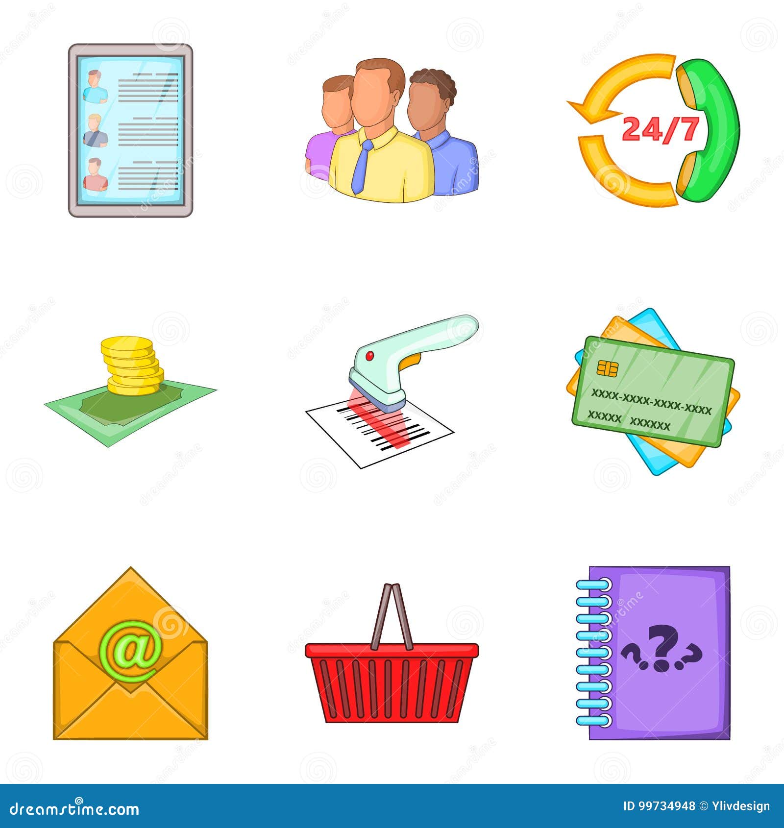 Market Client Support Icon Set Cartoon Style Stock Vector - royalty free vector market client support icon set cartoon style
