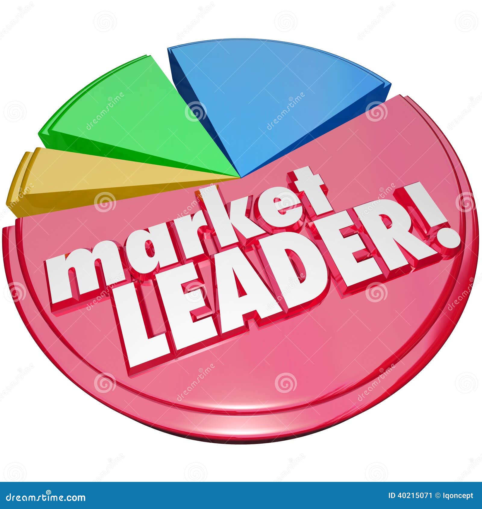 market leader words pie chart top winning company biggest share