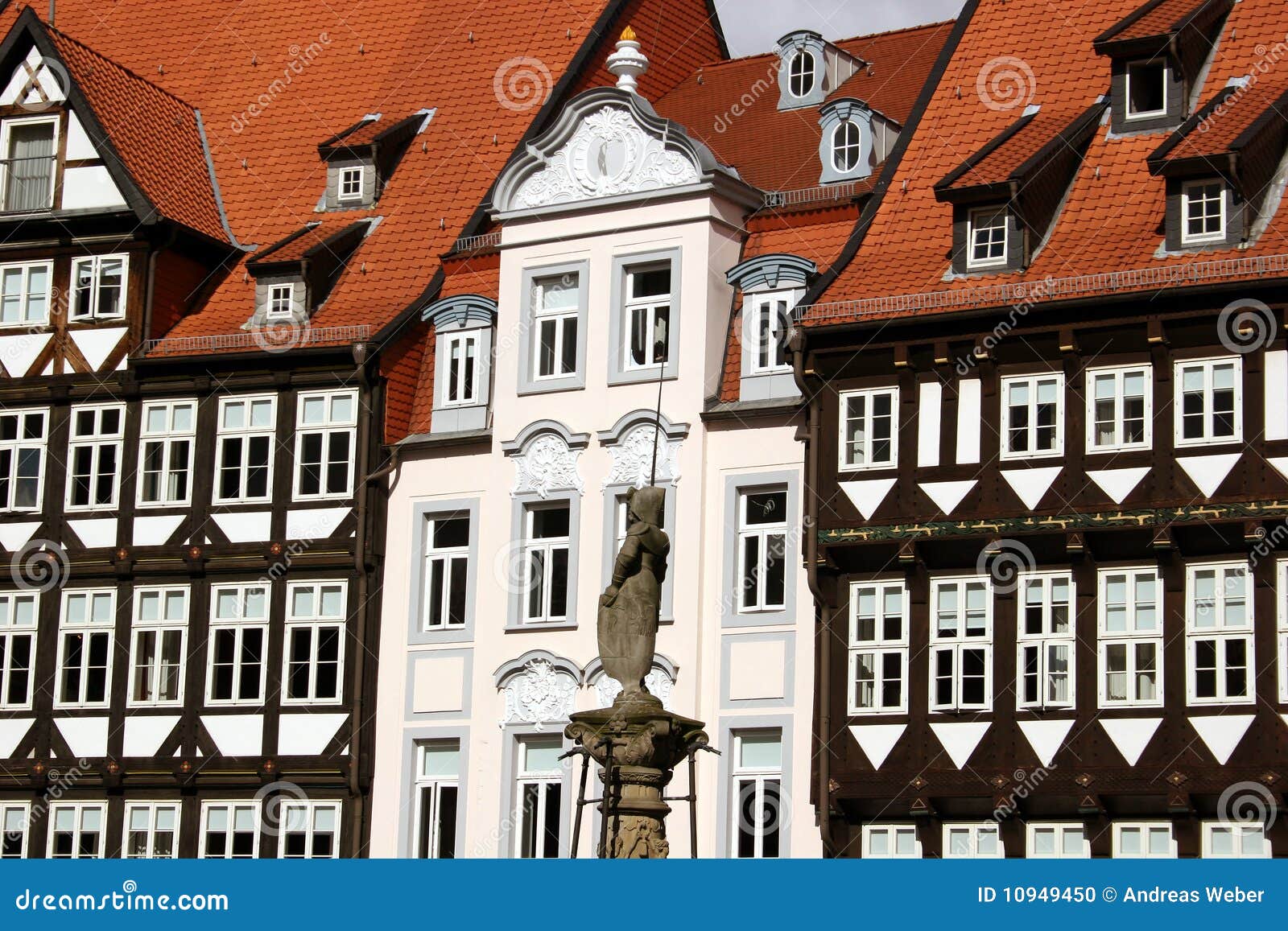 Market Place In The Beautiful German City  Hildeshe Stock 