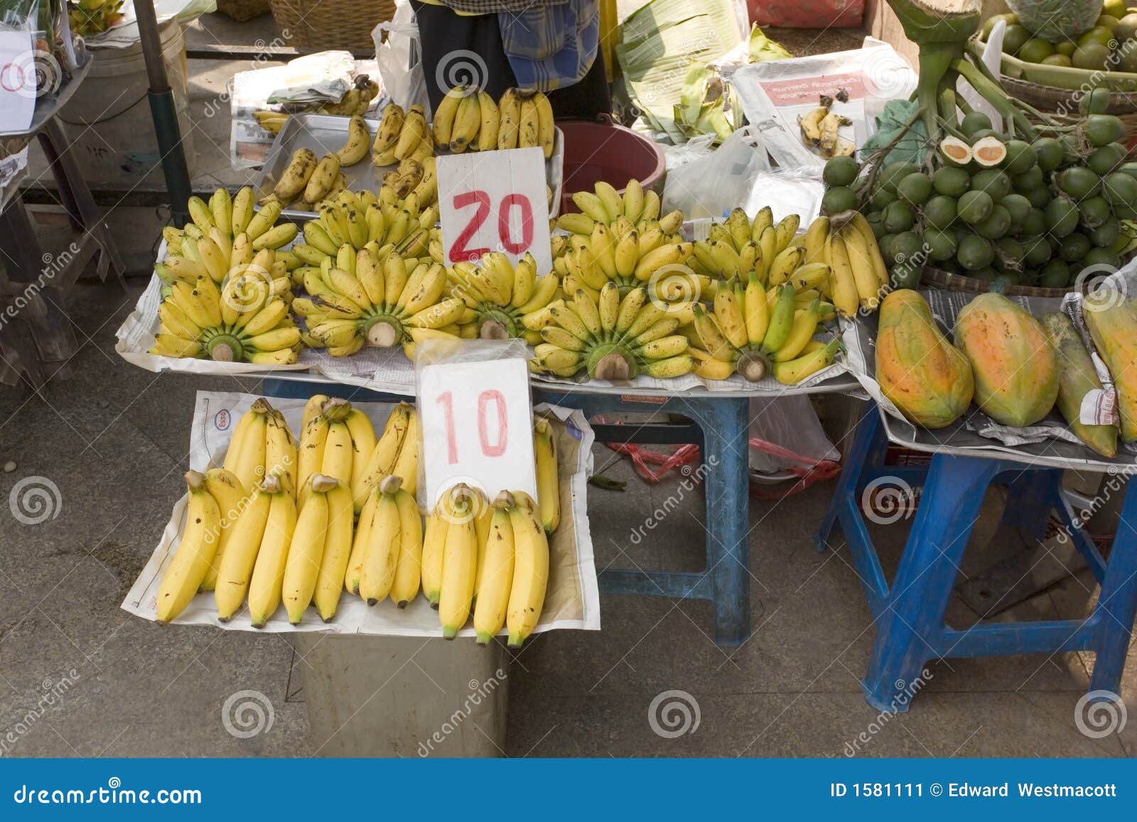 Market Stall Selling Bananas Stock Image Image of food, street 1581111
