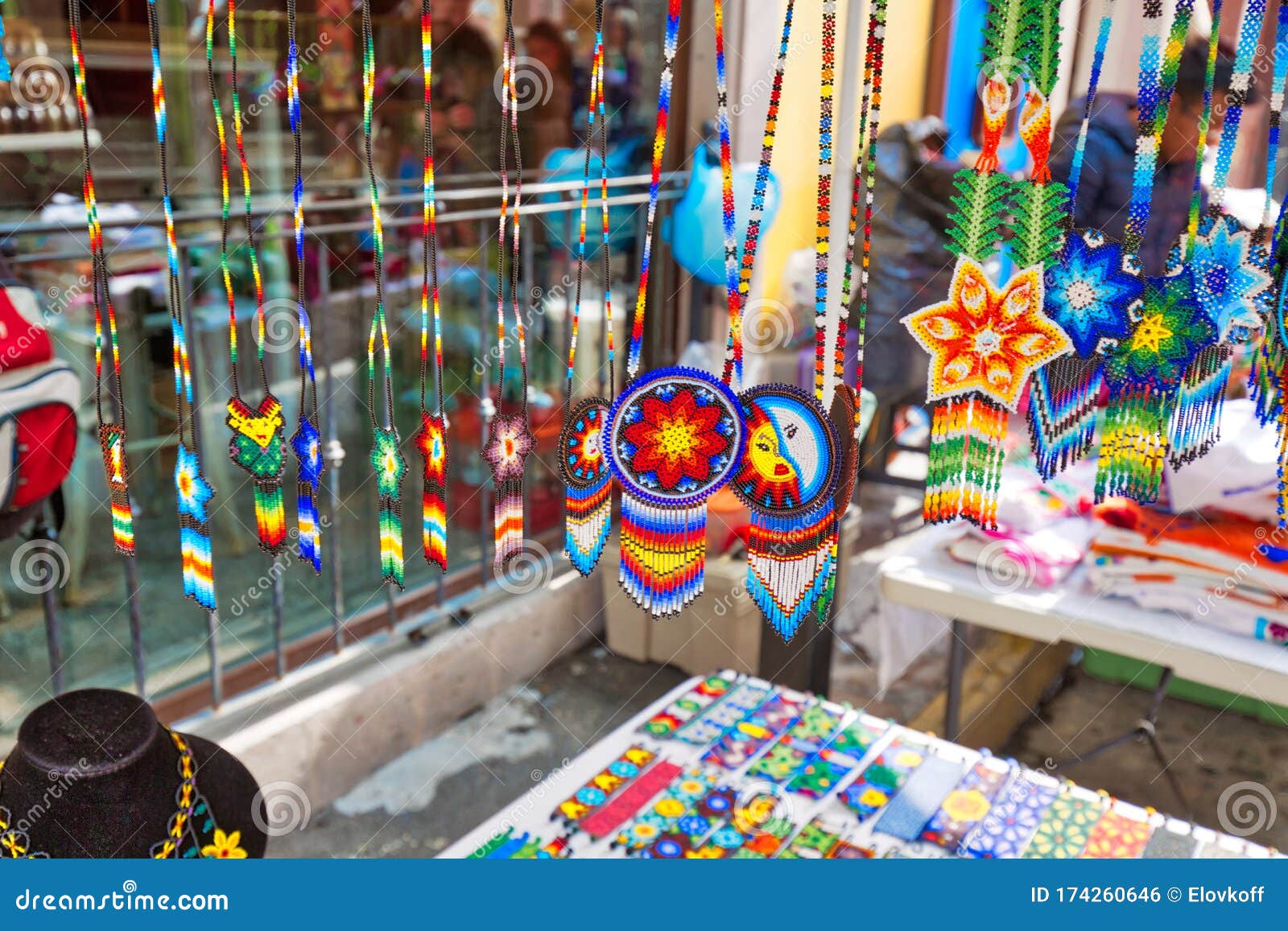 market stands on the streets of historic city center barrio antiguo in monterrey displaying authentic artisan work