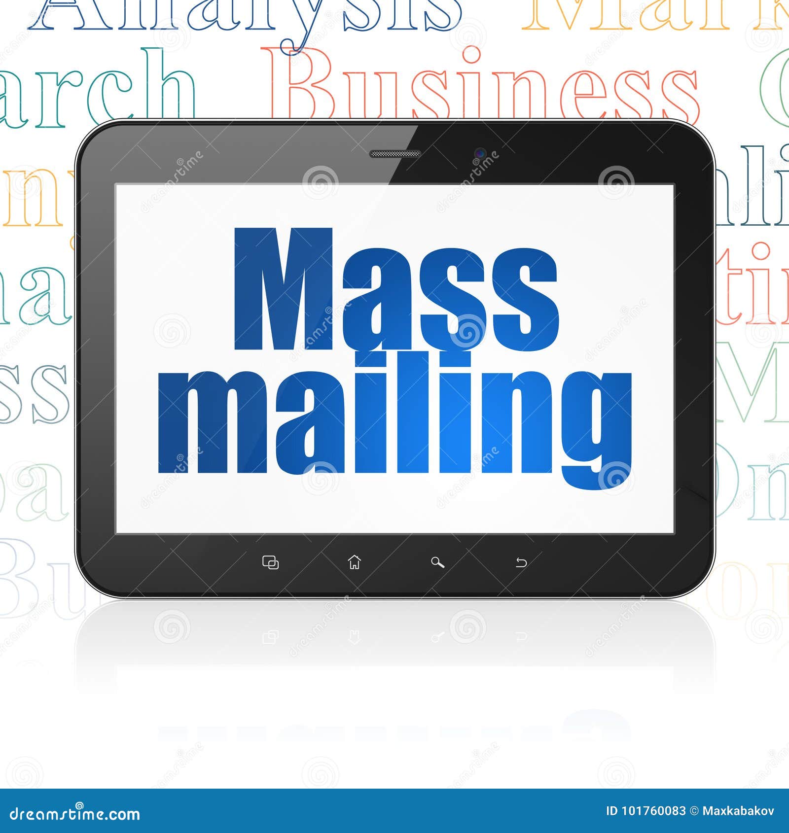 marketing concept tablet computer with mass mailing on display mass mailing