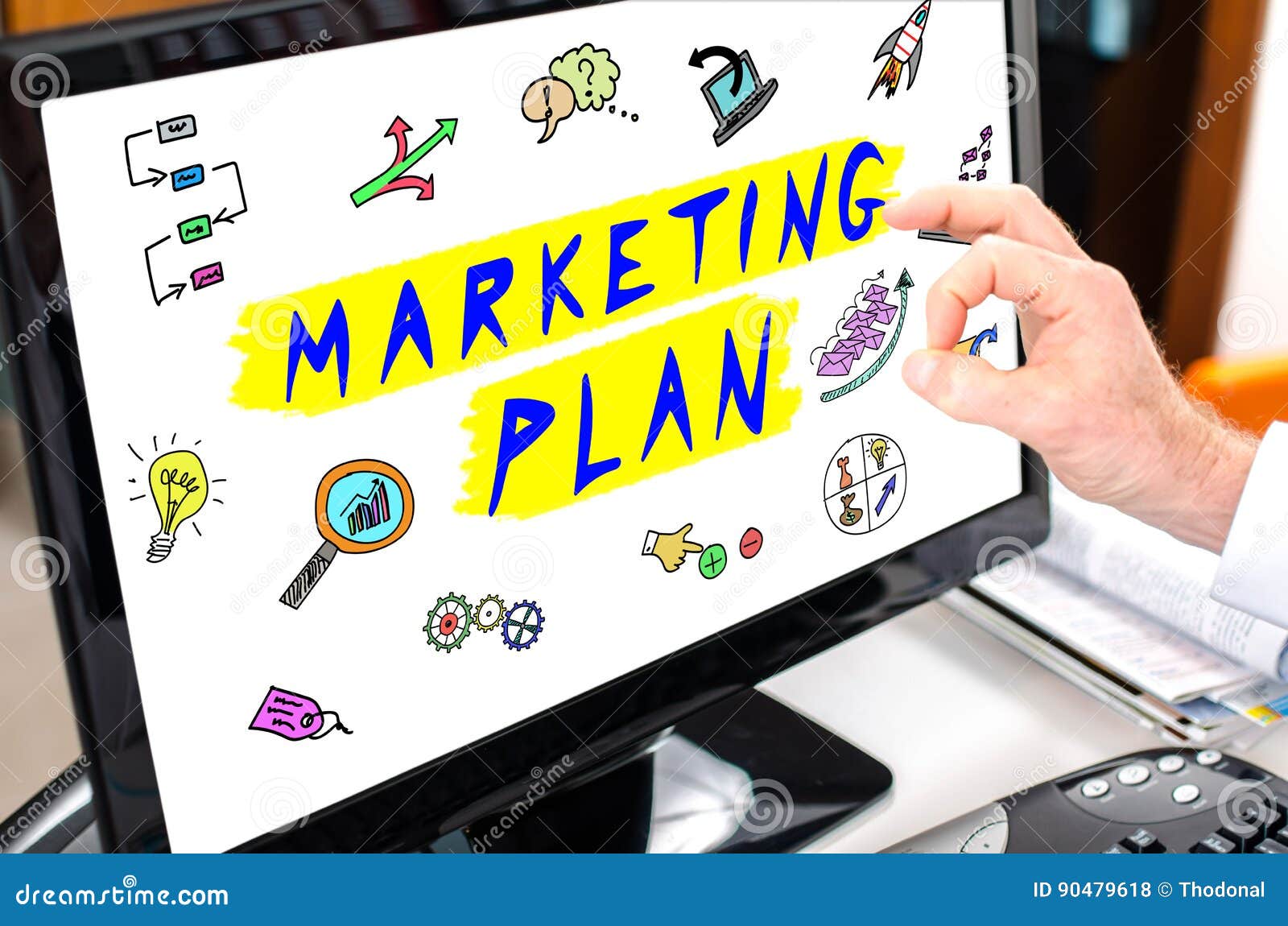 Marketing Plan Concept on a Computer Monitor Stock Photo Image of