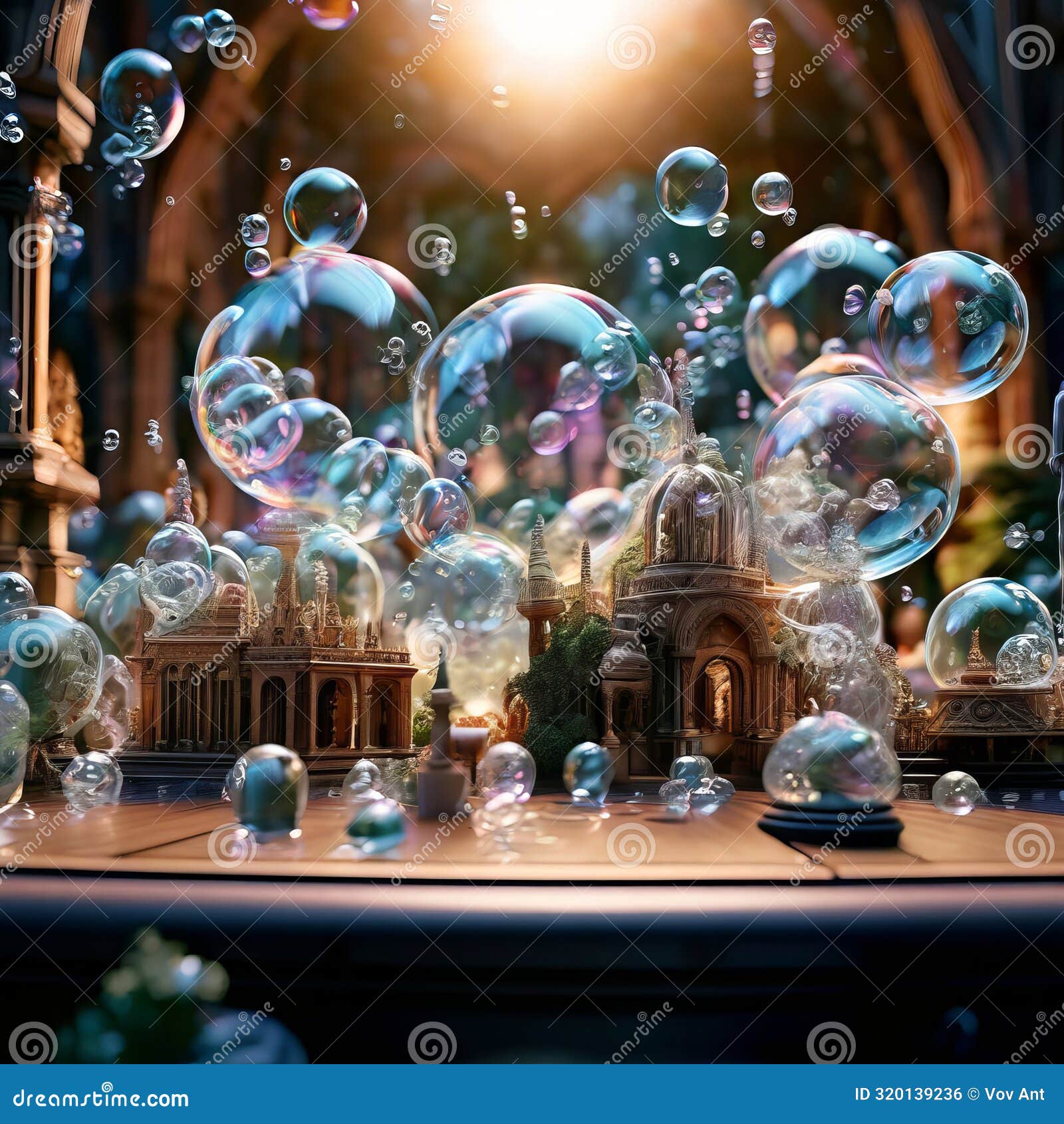 a marketplace where vendors sell bubbles that contain