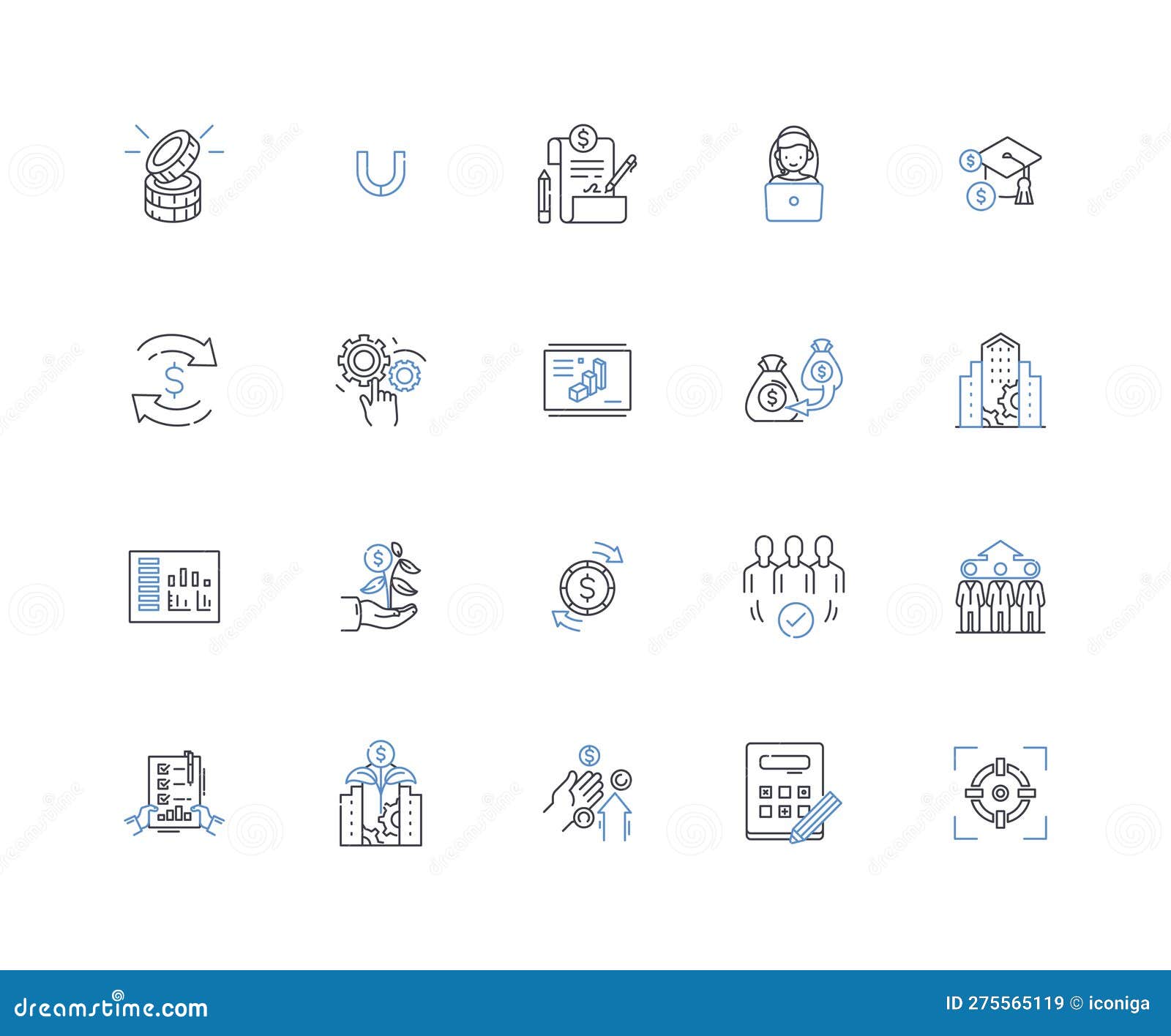 Markets Line Icons Collection. Exchange, Currency, Stocks, Shares 