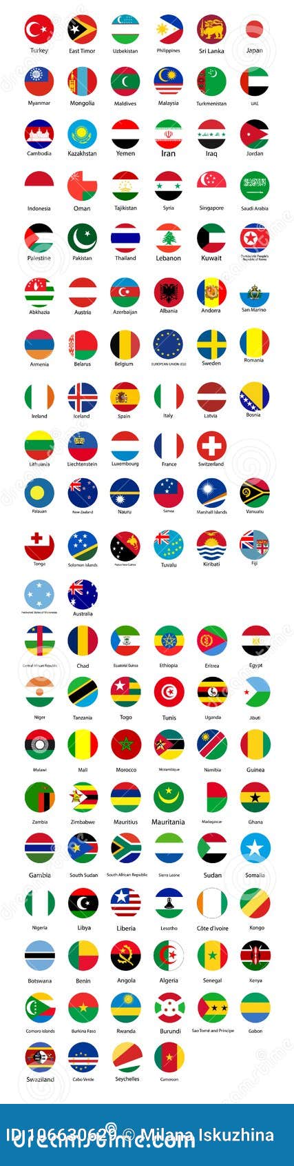 Markierungsfahnen Der Welt Flaggen Europas, Asien, Afrika Sammlung Flaggenknopfdesign Vektor
