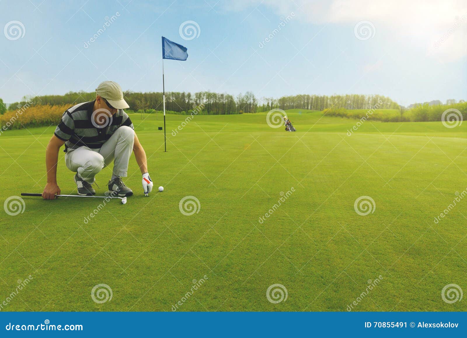 Marking Golf Ball Position on the Green Stock Image Image of active, grass 70855491