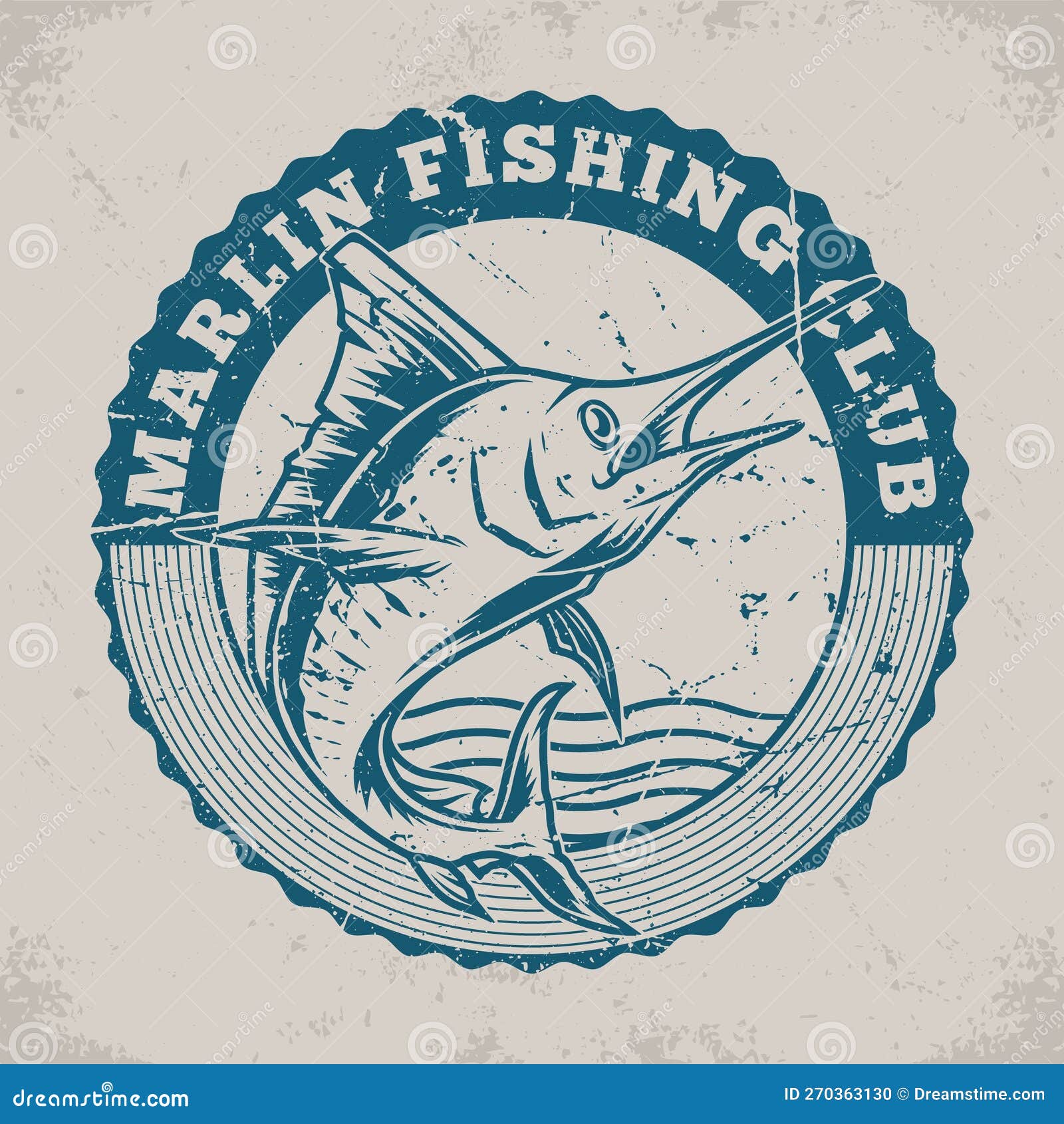 Marlin Fishing Club Sticker Monochrome Stock Vector - Illustration of  recreation, animal: 270363130