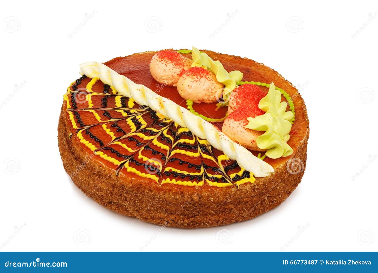 Marmalade Cake Decorated with Cream Berries Stock Image Image of