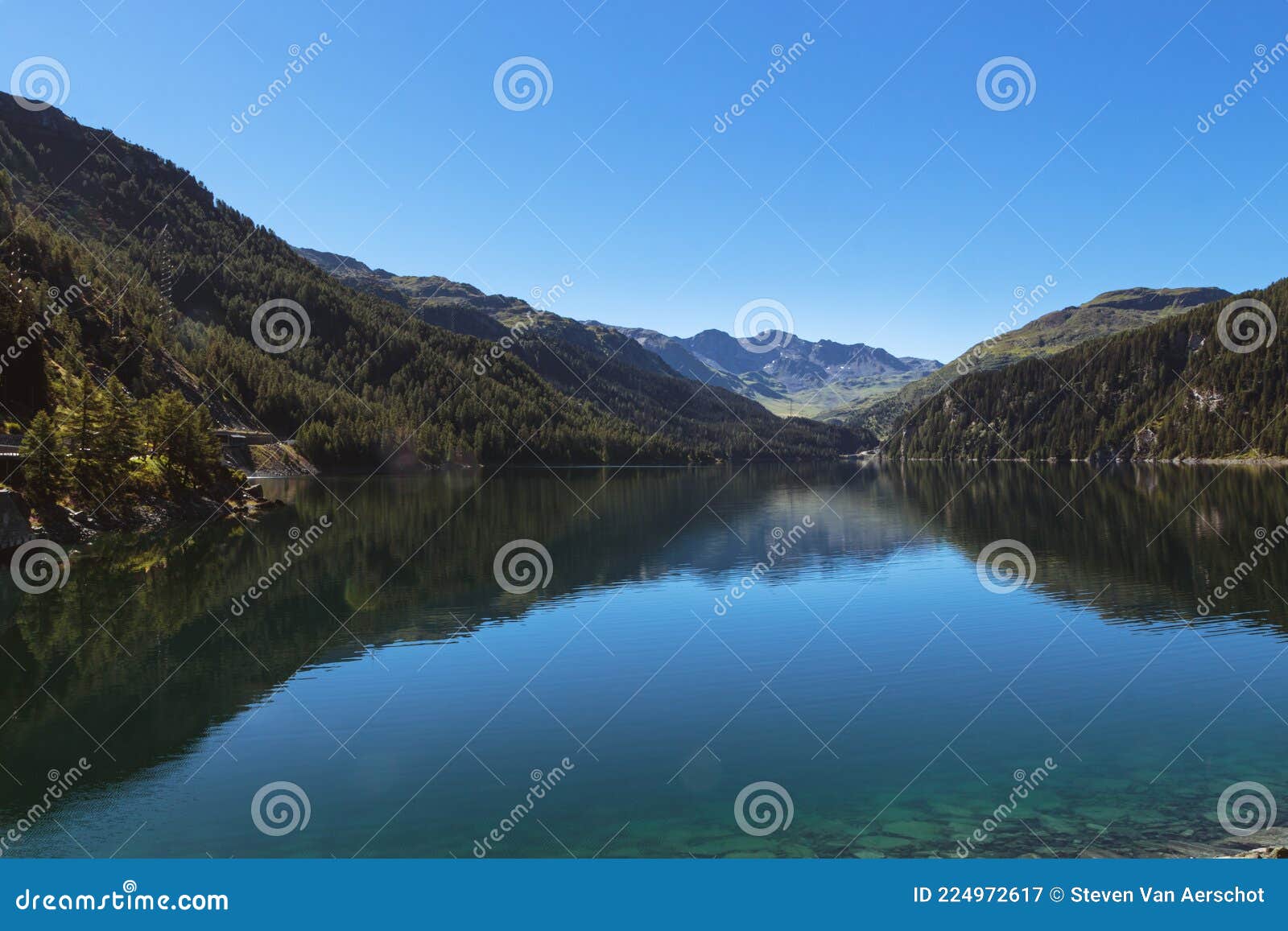 marmorera lake in summer, julier pass, grisons, switzerland