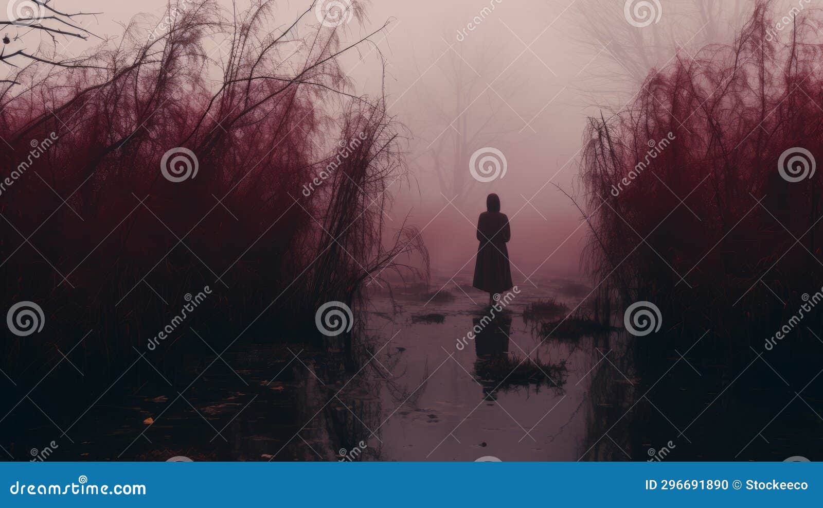 Maroon Fog a Gothic Illustration of Trapped Emotions and Unsettling ...