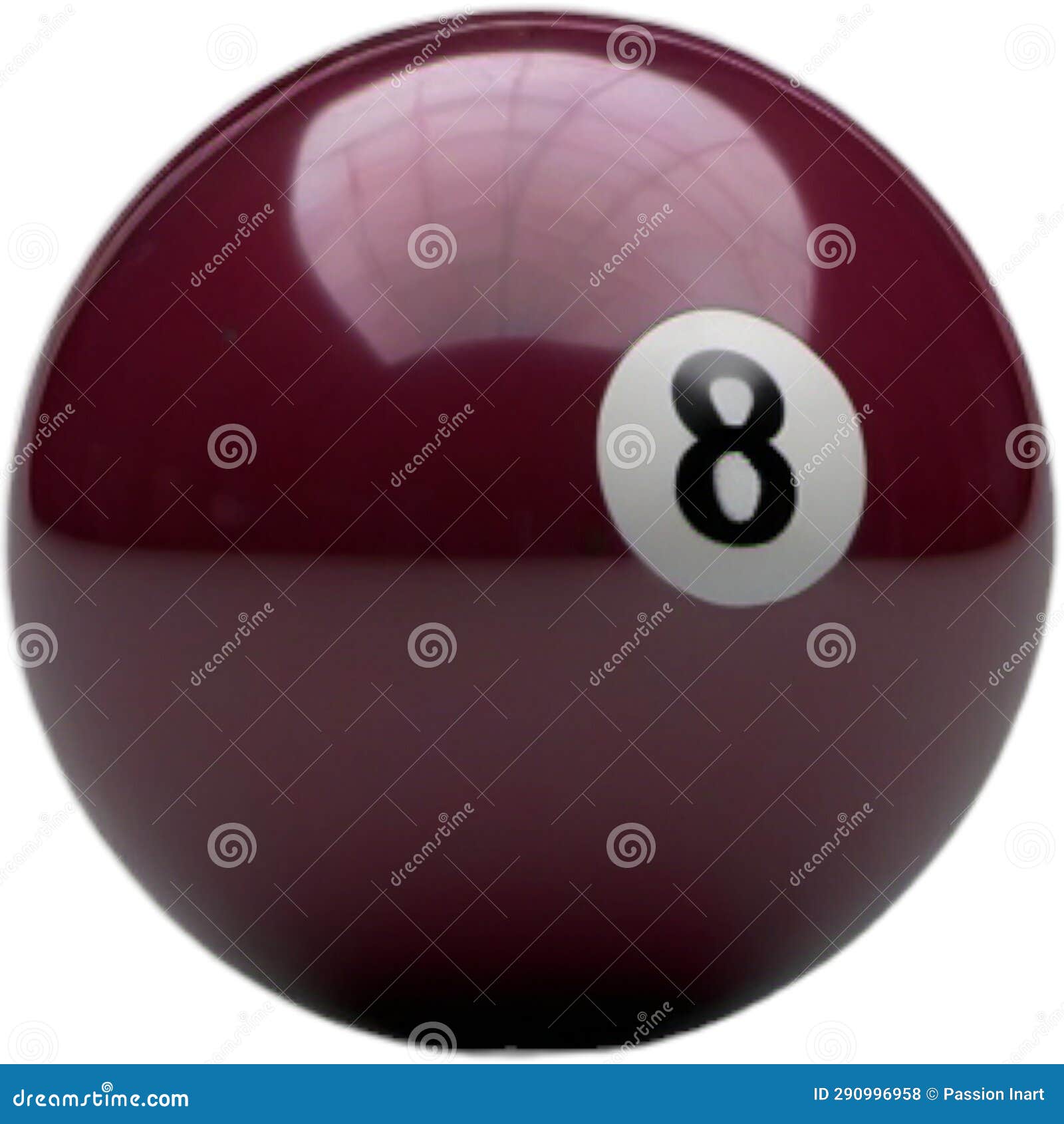 Maroon Pool Ball Isolated on White Background Stock Illustration
