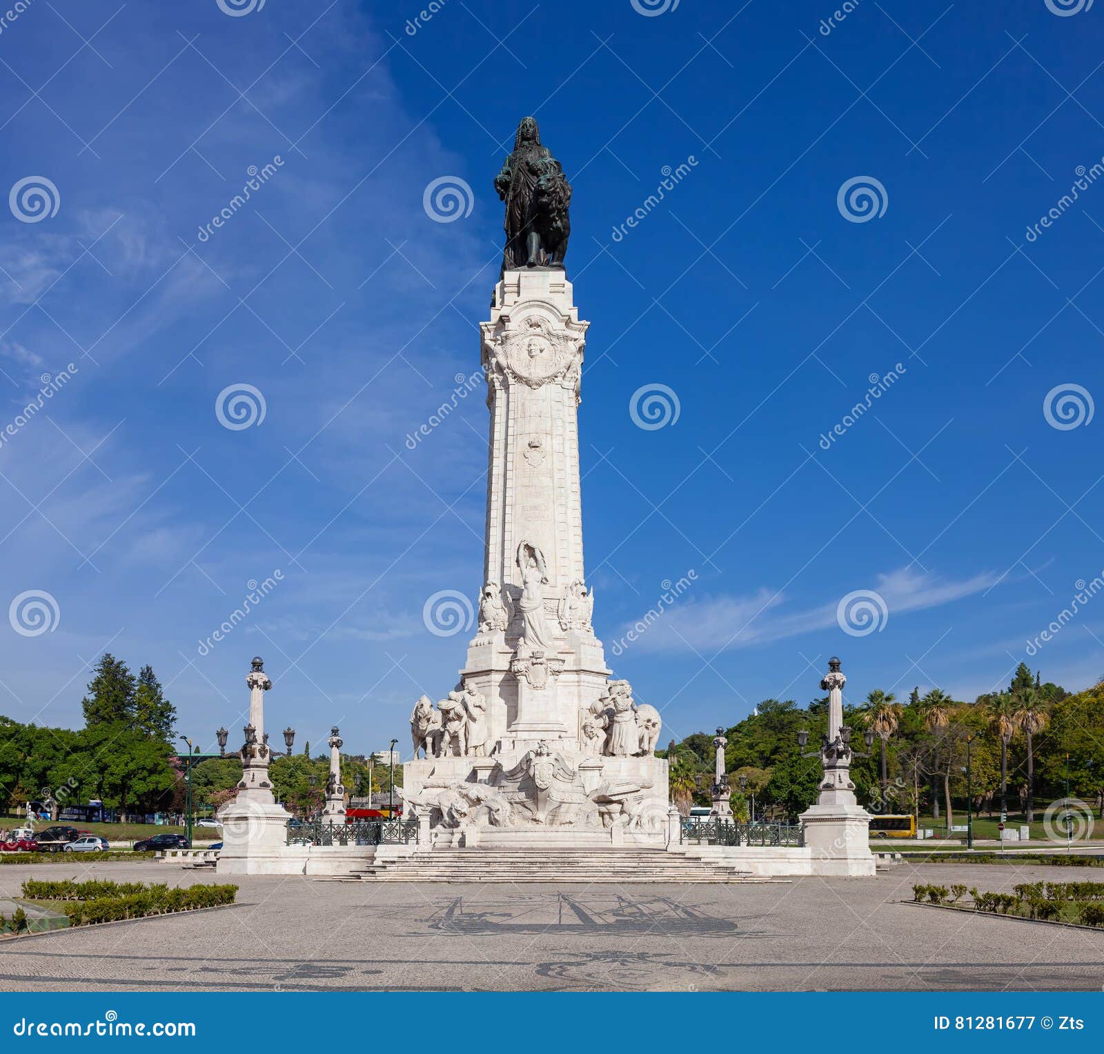 Marques De Pombal Square and Monument in Lisbon Stock Image - Image of ...